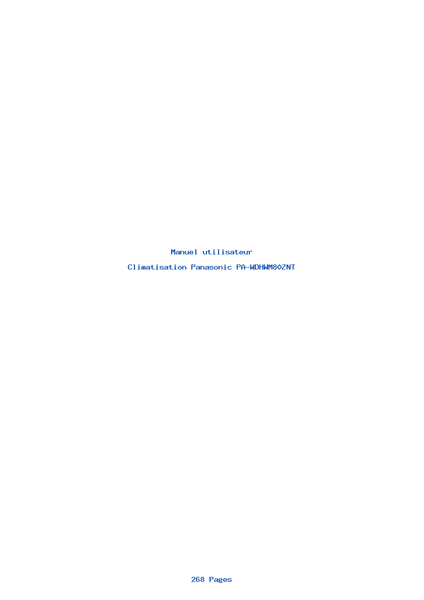 Page 1 de la notice Manuel utilisateur Panasonic PA-WDHWM80ZNT