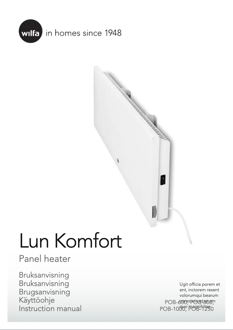 Page 1 de la notice Manuel utilisateur Wilfa Lun Miljø POB-600
