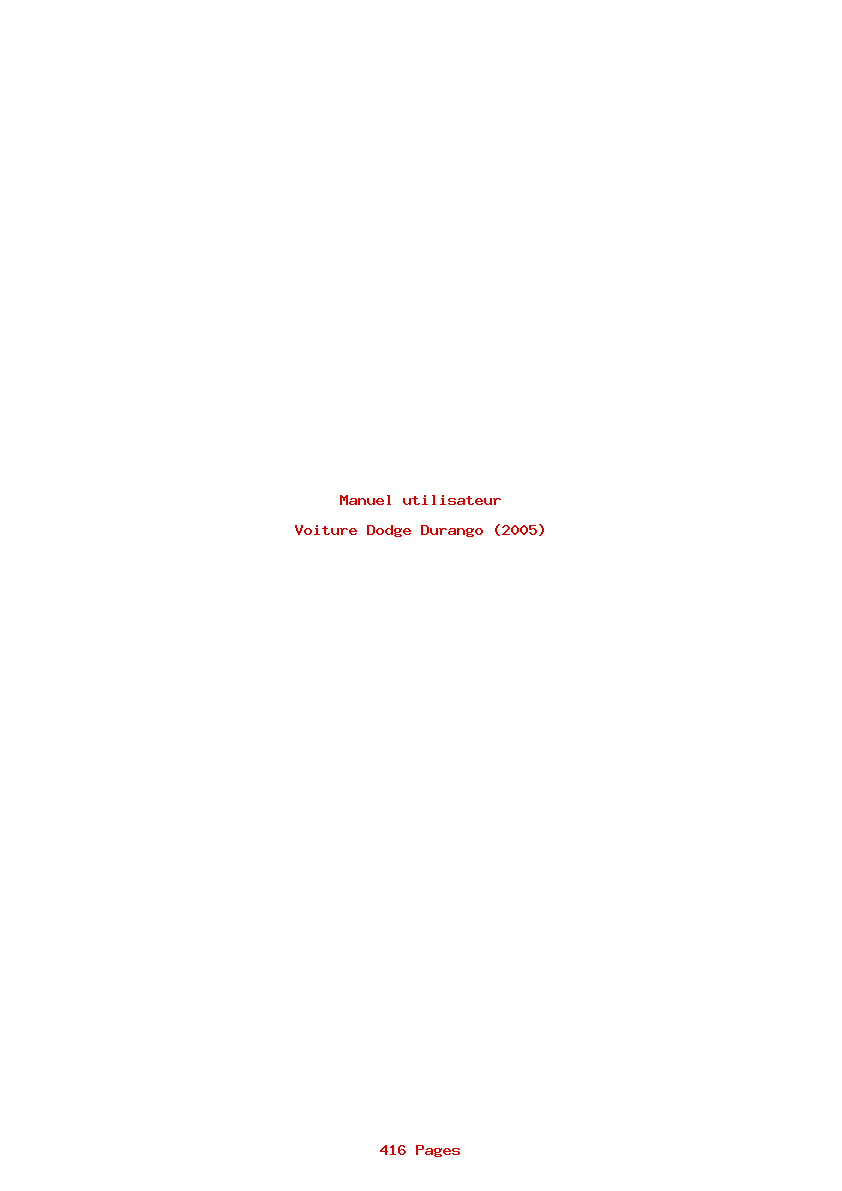 Page 1 de la notice Manuel utilisateur Dodge Durango (2005)