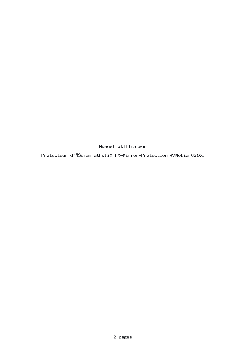 Image de la première page du manuel de l'appareil FX-Mirror-Protection f/Nokia 6310i