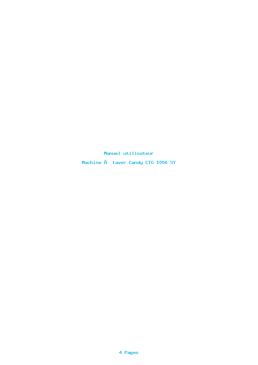 Page 1 de la notice Manuel utilisateur Candy CTG 1056 SY