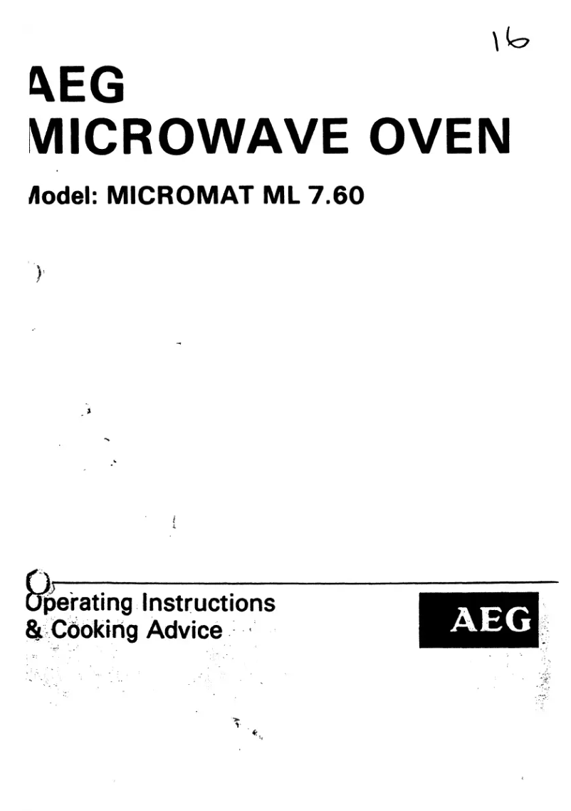 Page 1 de la notice Manuel utilisateur AEG Micromat ML 7.60