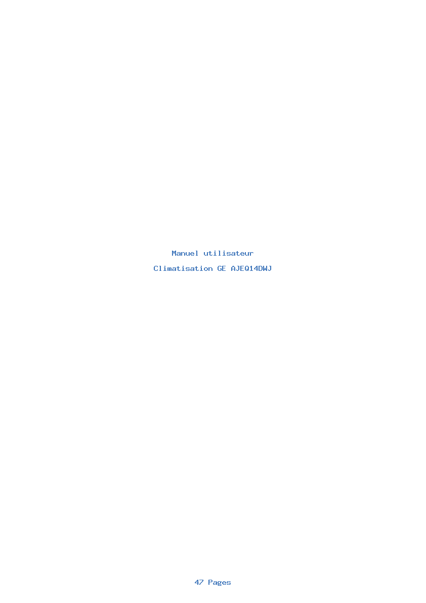 Page 1 de la notice Manuel utilisateur GE AJEQ14DWJ