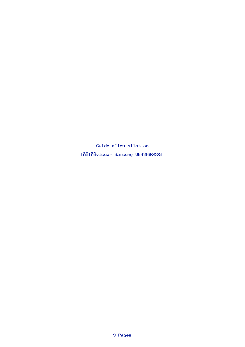 Page 1 de la notice Guide d'installation Samsung UE48H8000ST