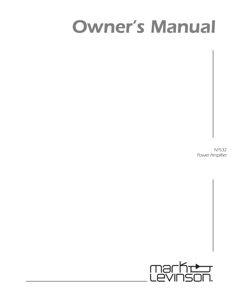 Página 1 del manual Manual de usuario Mark Levinson No532