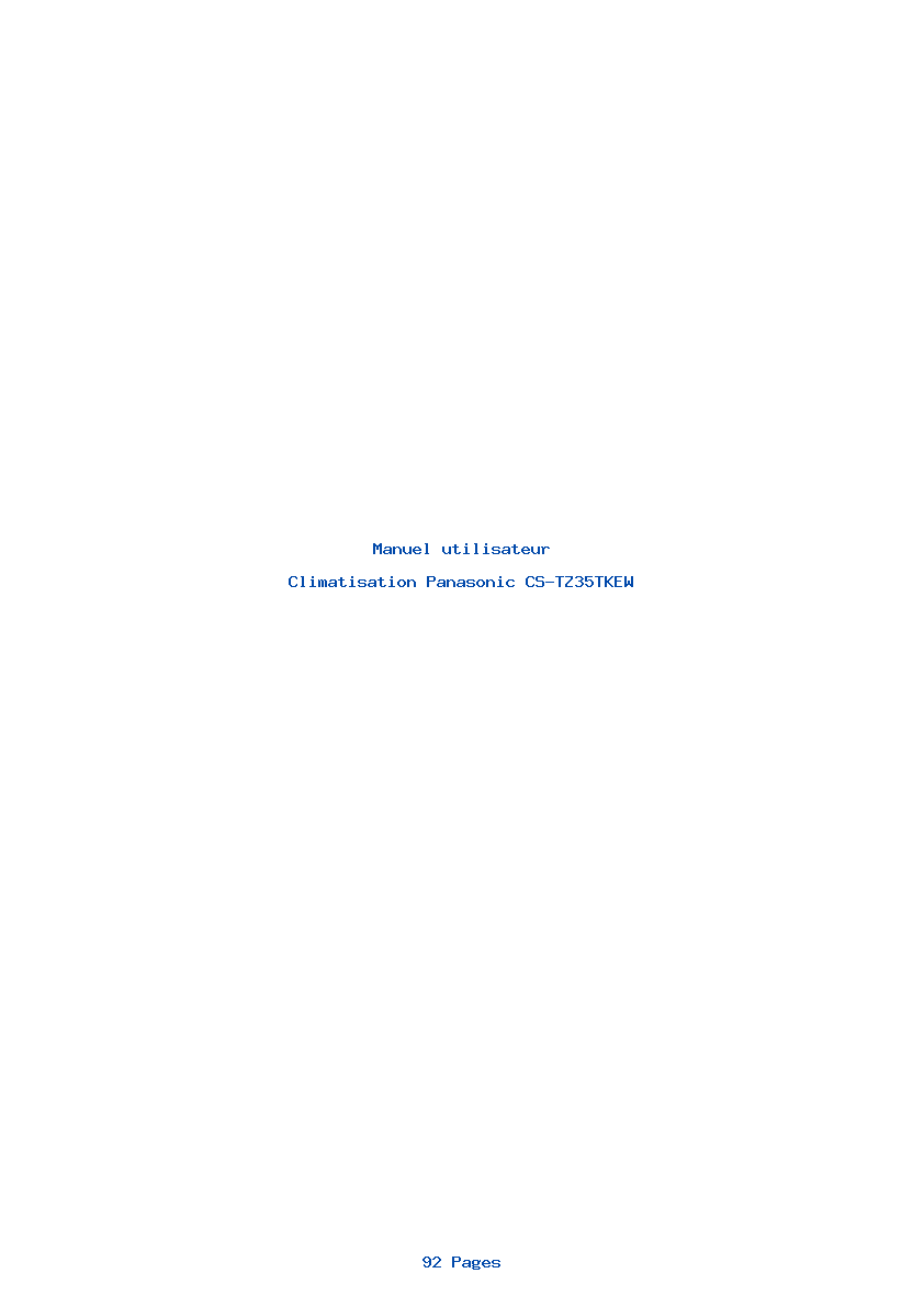 Page 1 de la notice Manuel utilisateur Panasonic CS-TZ35TKEW