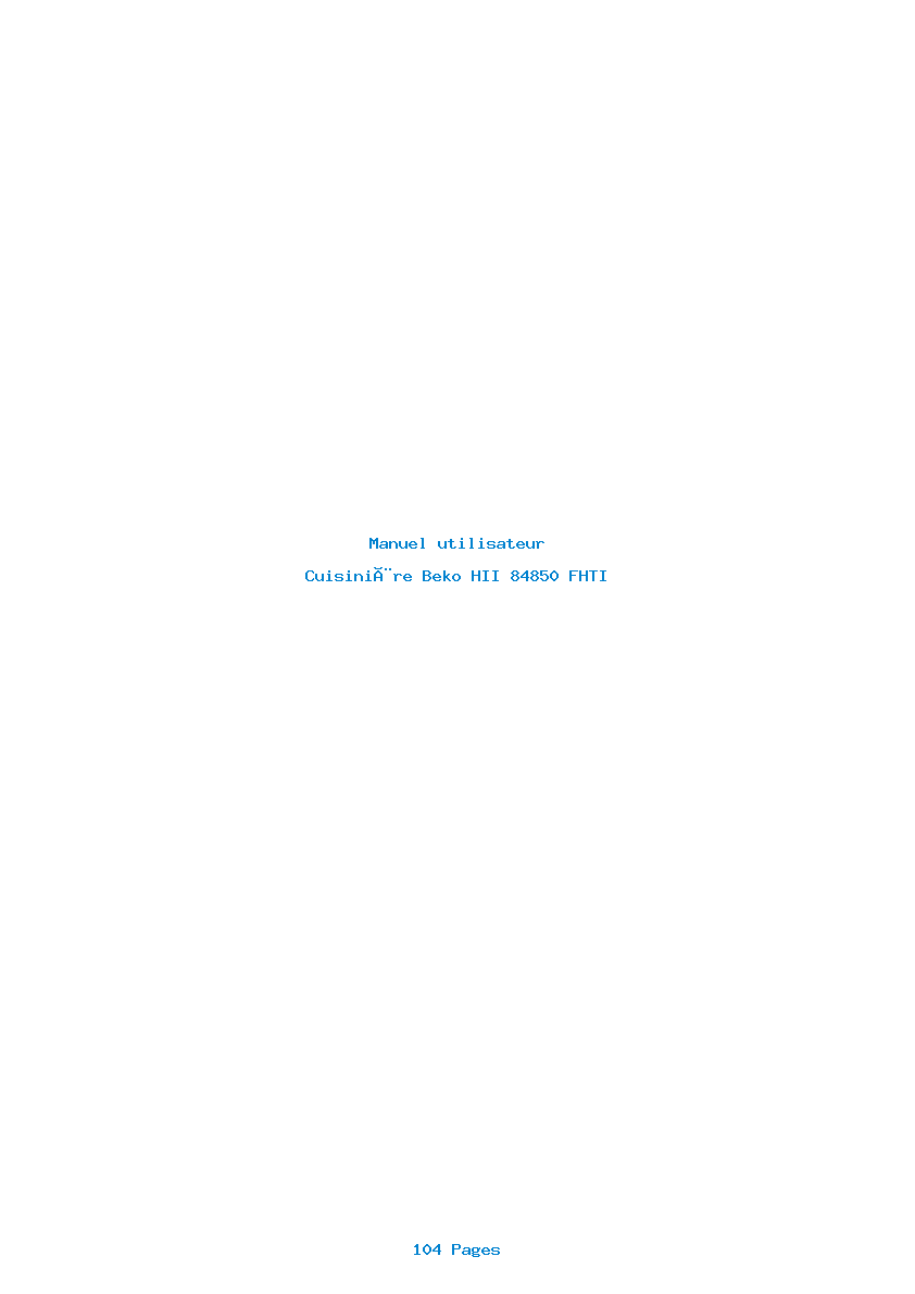 Page 1 de la notice Manuel utilisateur Beko HII 84850 FHTI