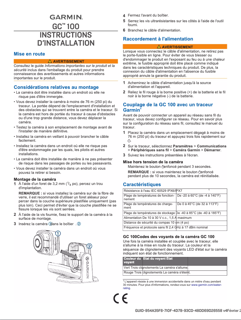 Page 1 of the manual Installation Guide Garmin GC 100