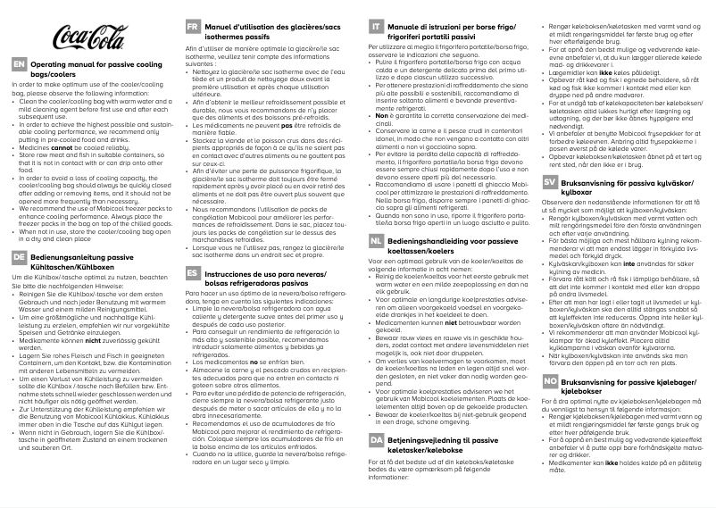 Page 1 de la notice Manuel utilisateur Mobicool Coca-Cola Classic 14