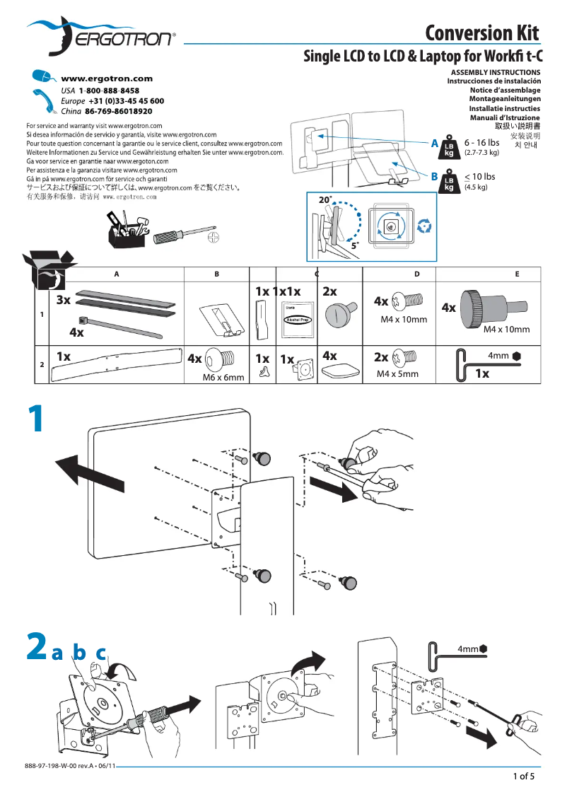 Page 1 de la notice Manuel utilisateur Ergotron Convert-to-LCD