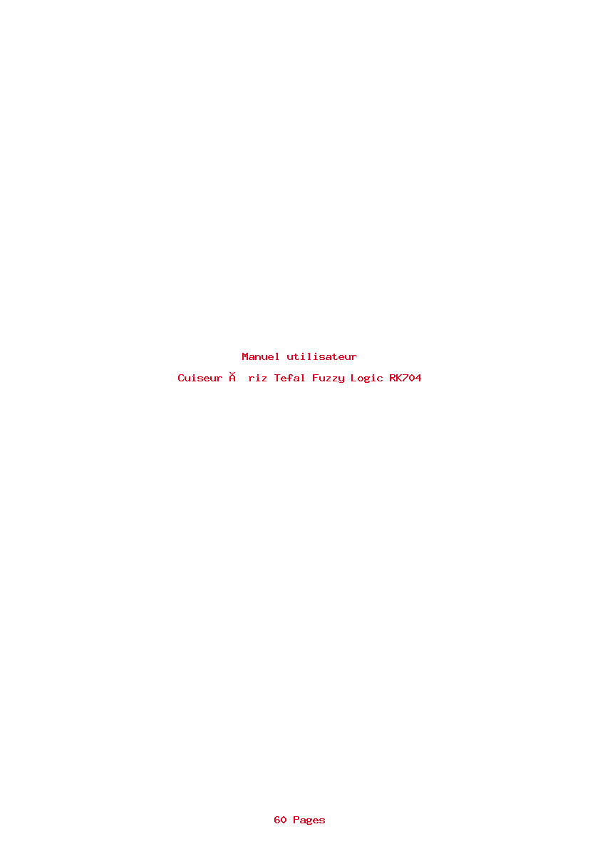 Page 1 de la notice Manuel utilisateur Tefal Fuzzy Logic RK704