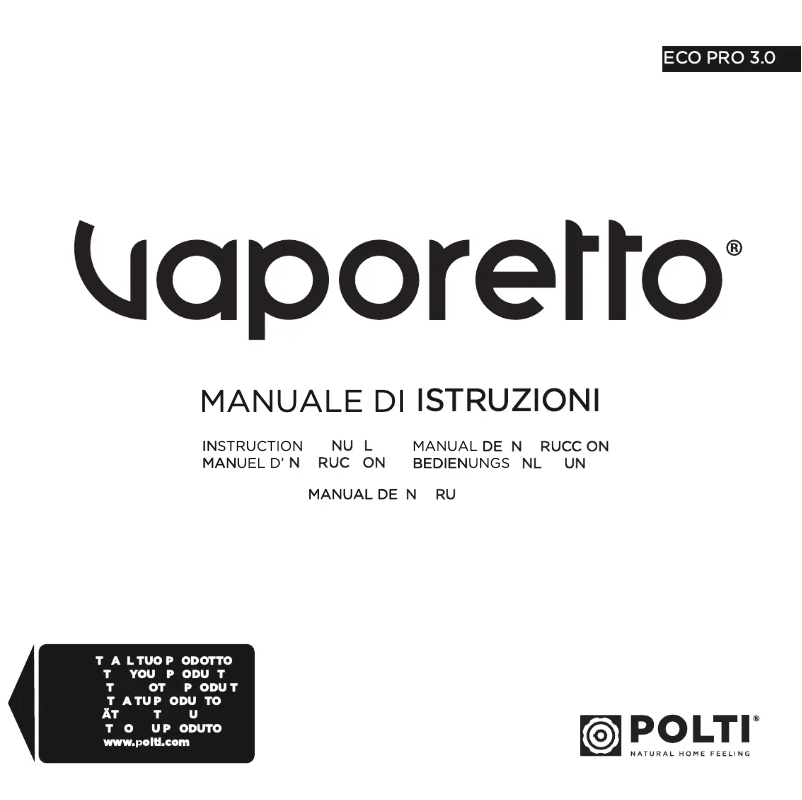 Page 1 de la notice Manuel utilisateur Polti Vaporetto ECO PRO 3.0