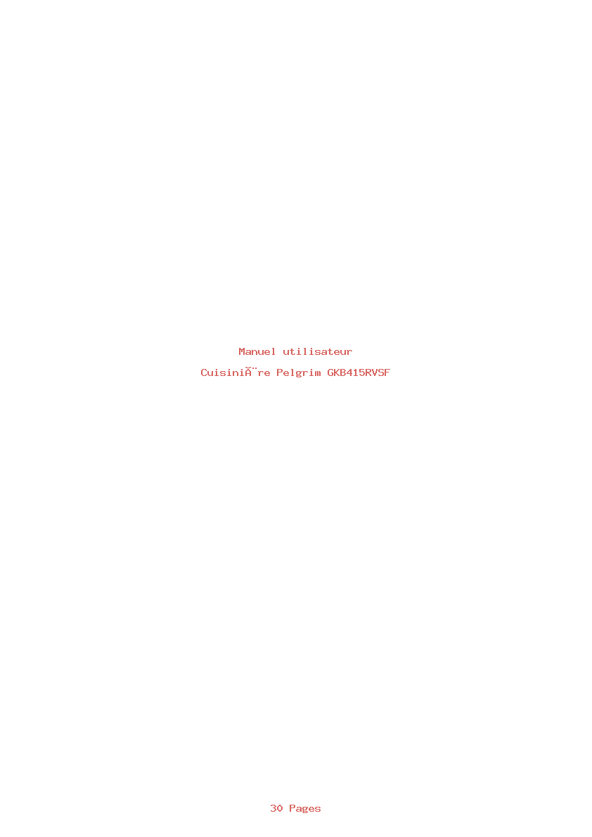 Page 1 de la notice Manuel utilisateur Pelgrim GKB415RVSF