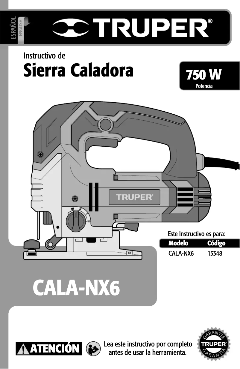 Page 1 of the manual User Manual Truper CALA-NX6