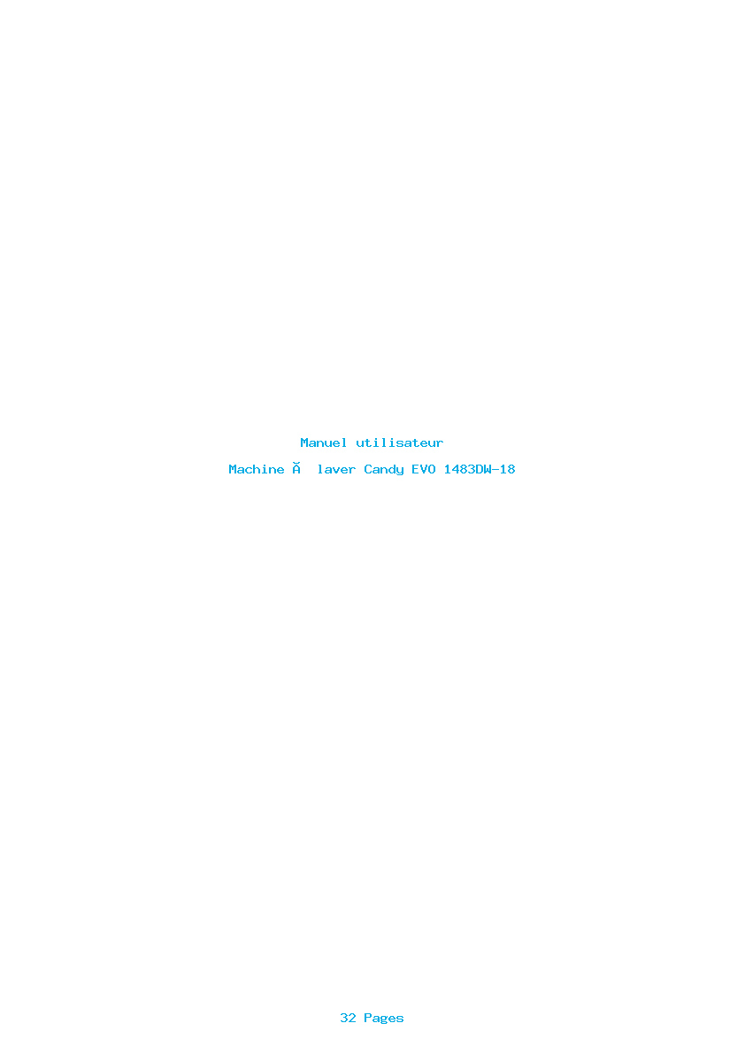 Page 1 de la notice Manuel utilisateur Candy EVO 1483DW-18