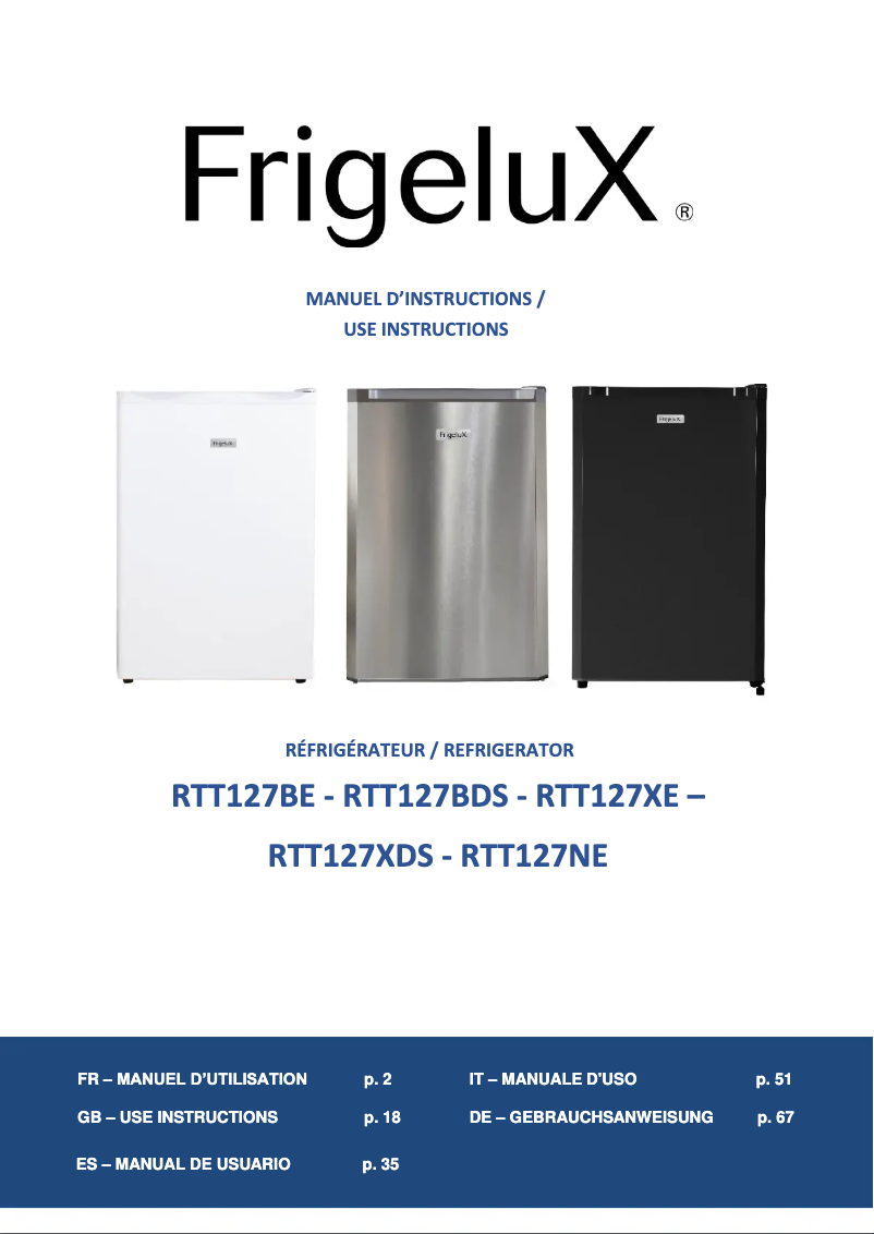 Página 1 del manual Manual de usuario FrigeluX RTT127XE