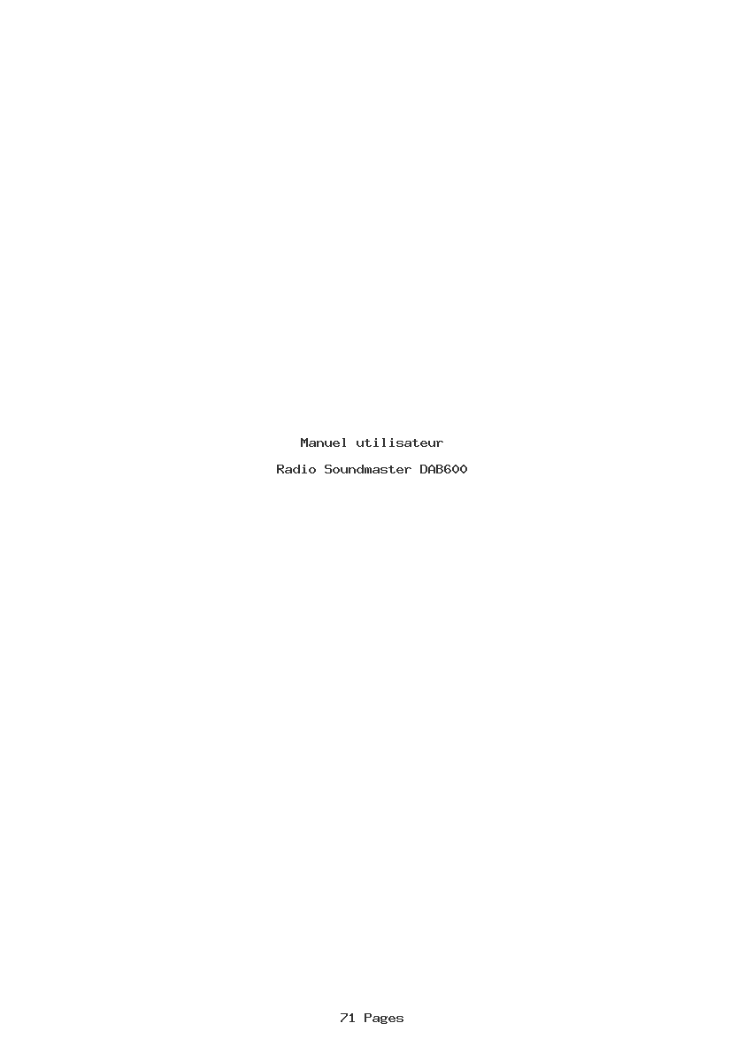 Page 1 de la notice Manuel utilisateur Soundmaster DAB600