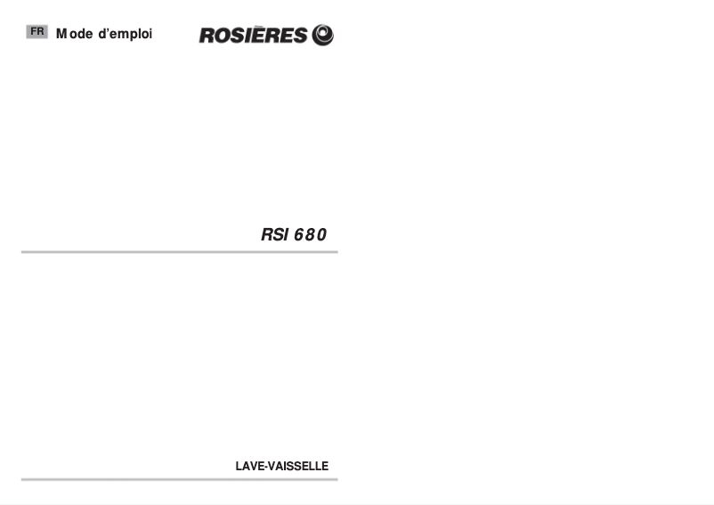 Page 1 de la notice Manuel utilisateur Rosieres RSI 680 RU