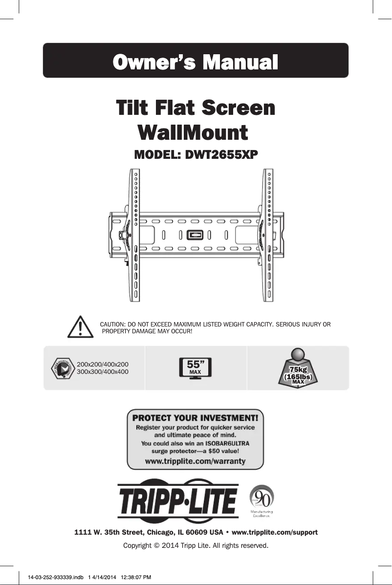 Page 1 de la notice Manuel utilisateur Tripp Lite DWT2655XP