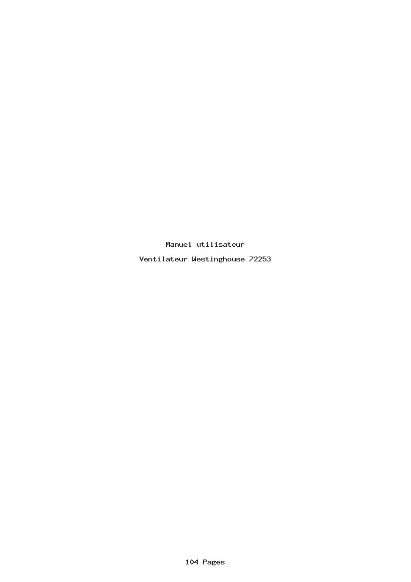 Page 1 de la notice Manuel utilisateur Westinghouse 72253