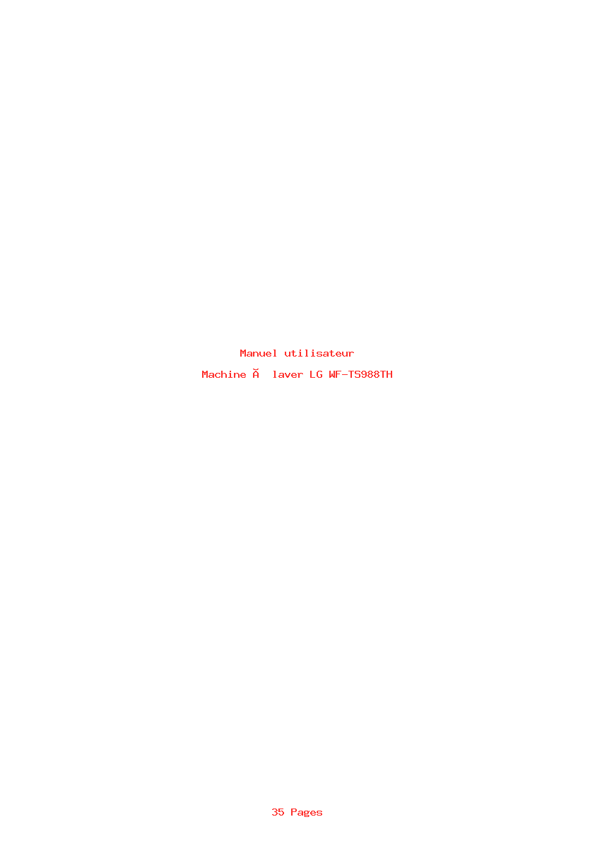 Page 1 de la notice Manuel utilisateur LG WF-TS988TH