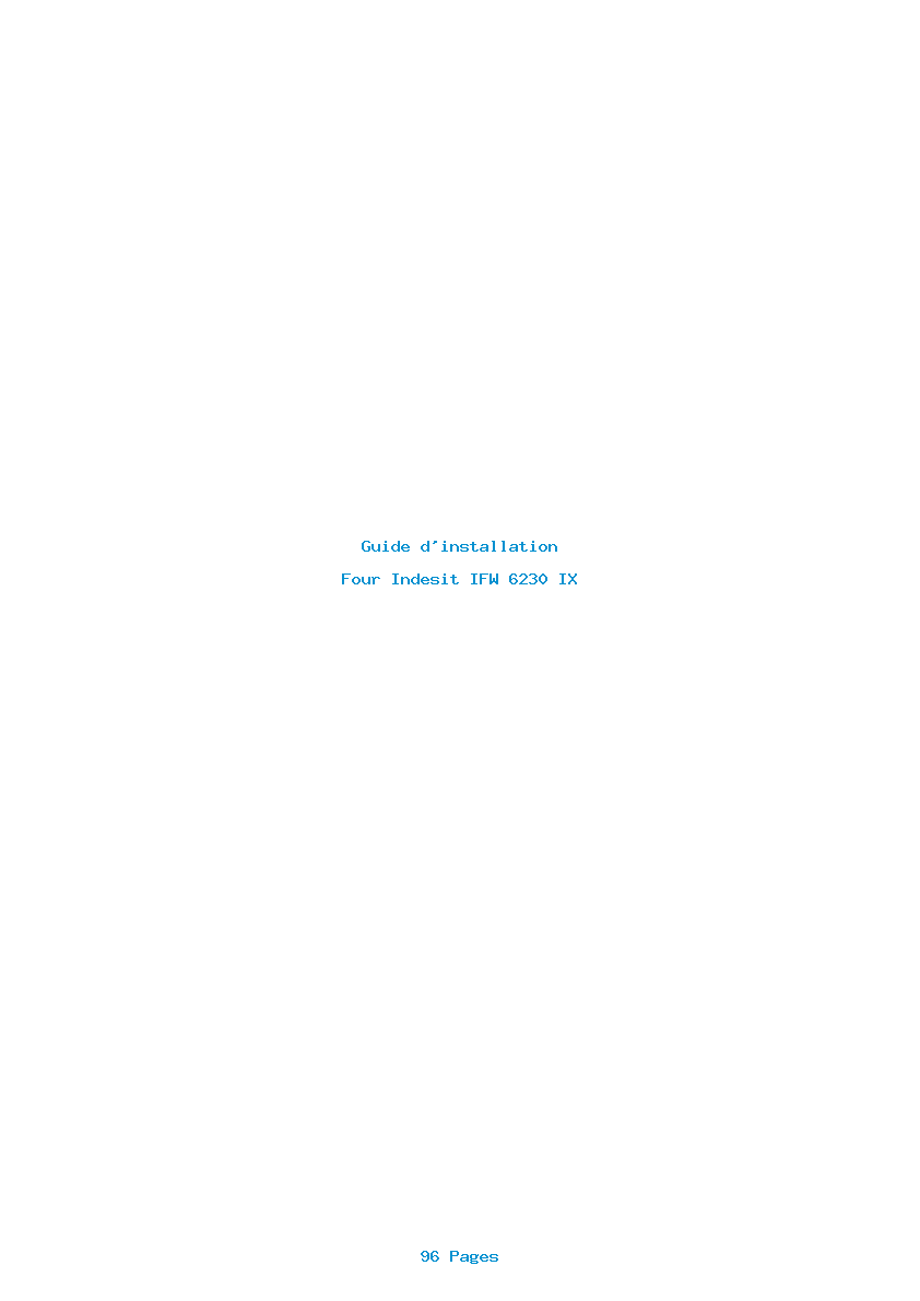Page 1 de la notice Guide d'installation Indesit IFW 6230 IX