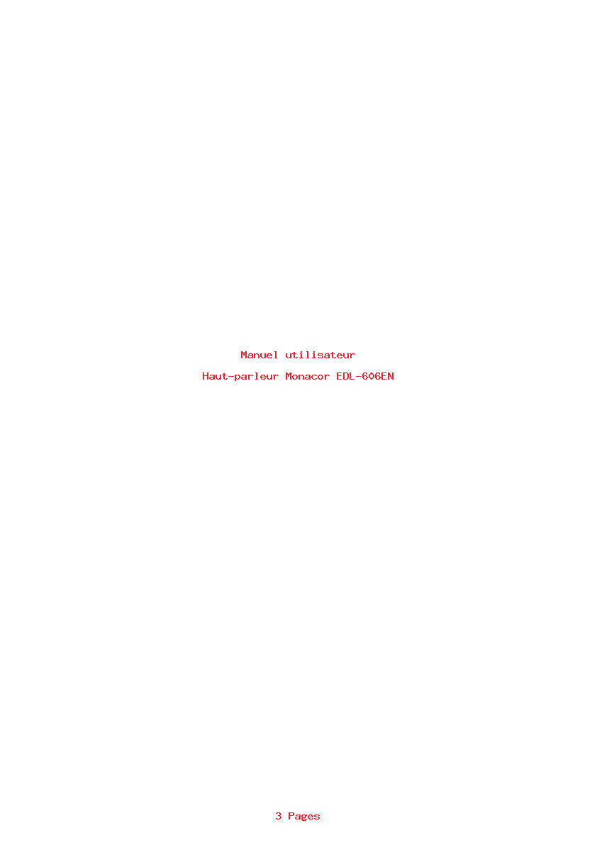 Page 1 de la notice Manuel utilisateur Monacor EDL-606EN