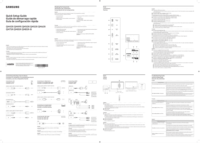 Page 1 de la notice Manuel utilisateur Samsung QM85R