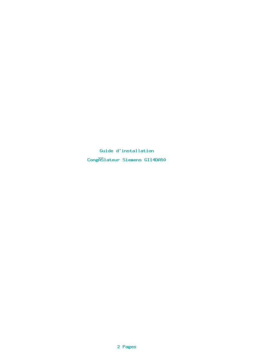 Page 1 de la notice Guide d'installation Siemens GI14DA50