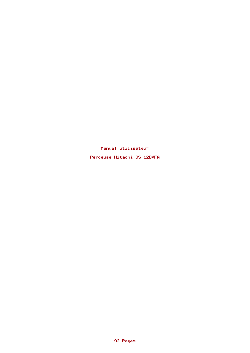 Page 1 de la notice Manuel utilisateur Hitachi DS 12DVFA