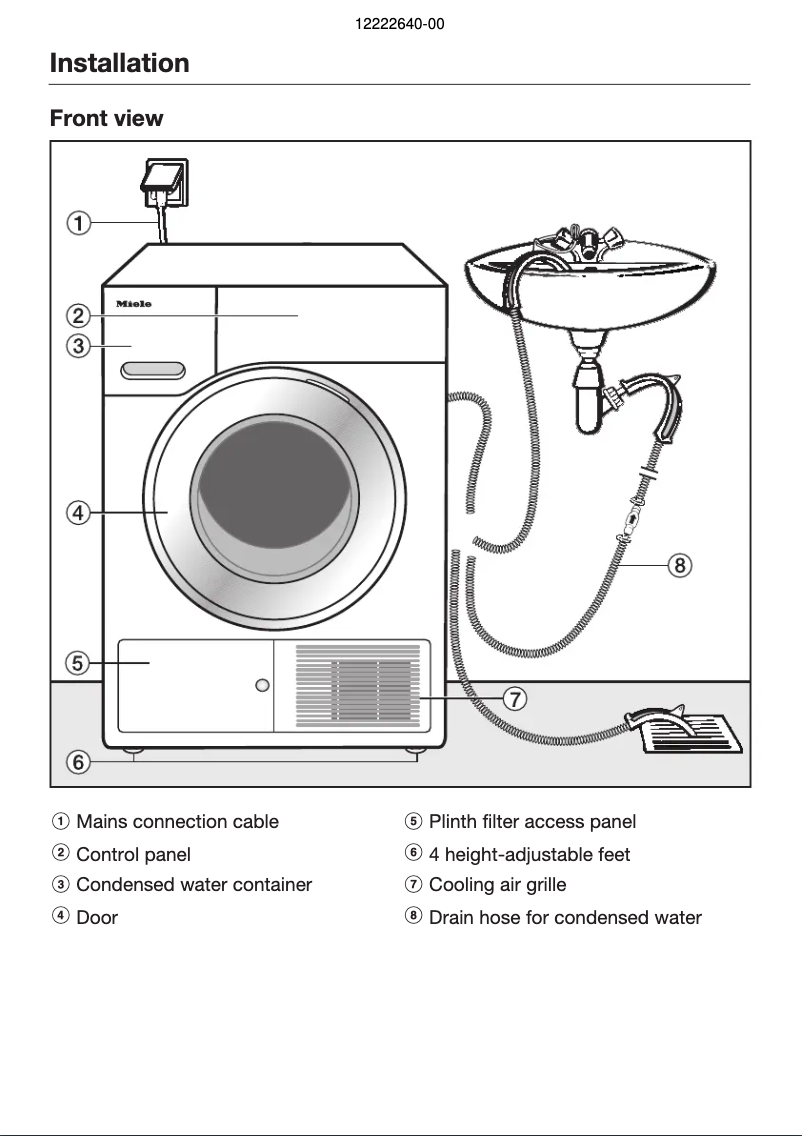 Page 1 of the manual Installation Guide Miele TWV780WPS