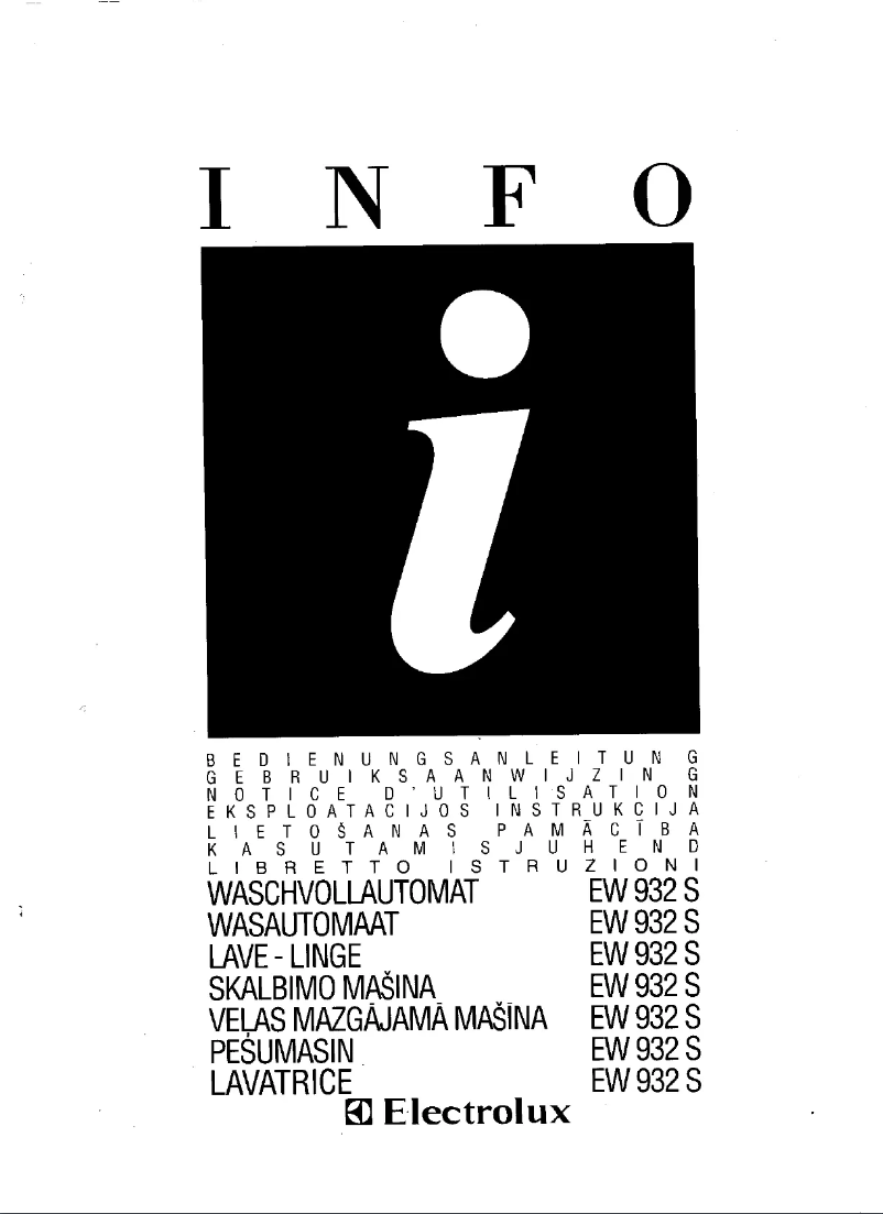 Page 1 de la notice Manuel utilisateur Electrolux EW932