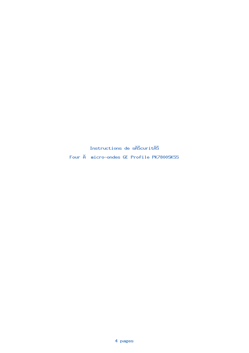 Page 1 de la notice Instructions de sécurité GE Profile PK7800SKSS