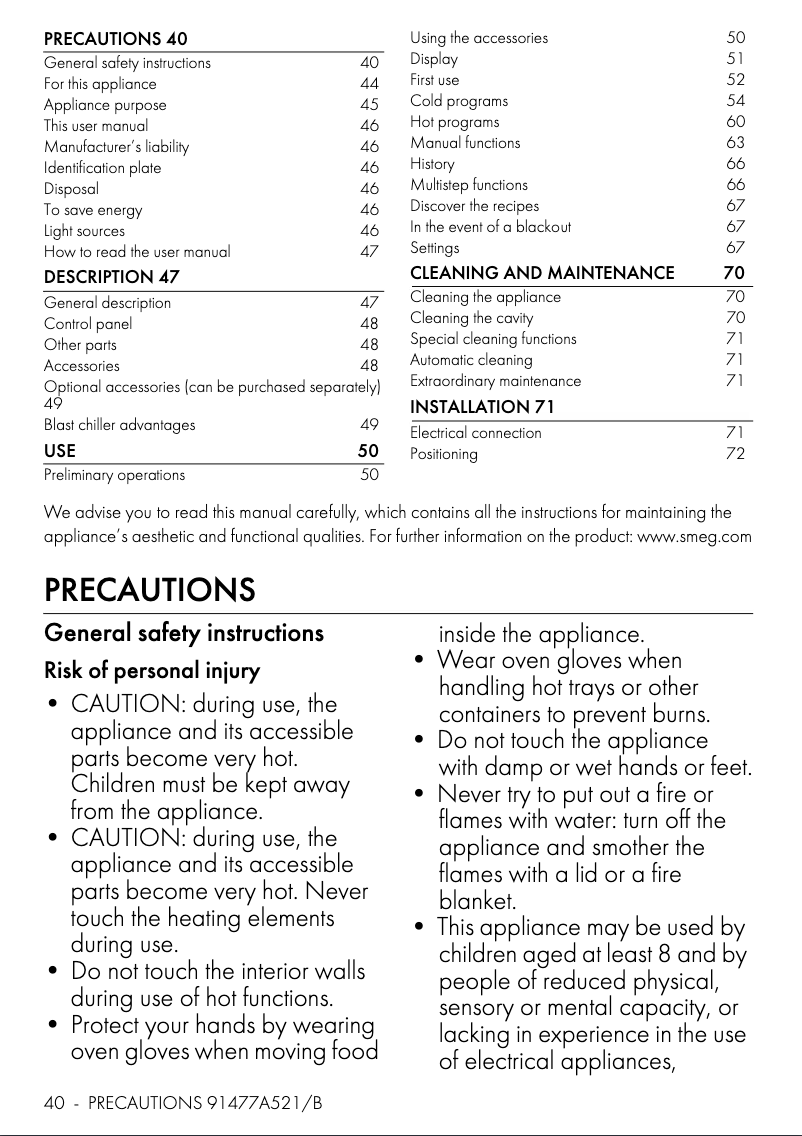 Página 1 del manual Manual de usuario Smeg SBC4104B3