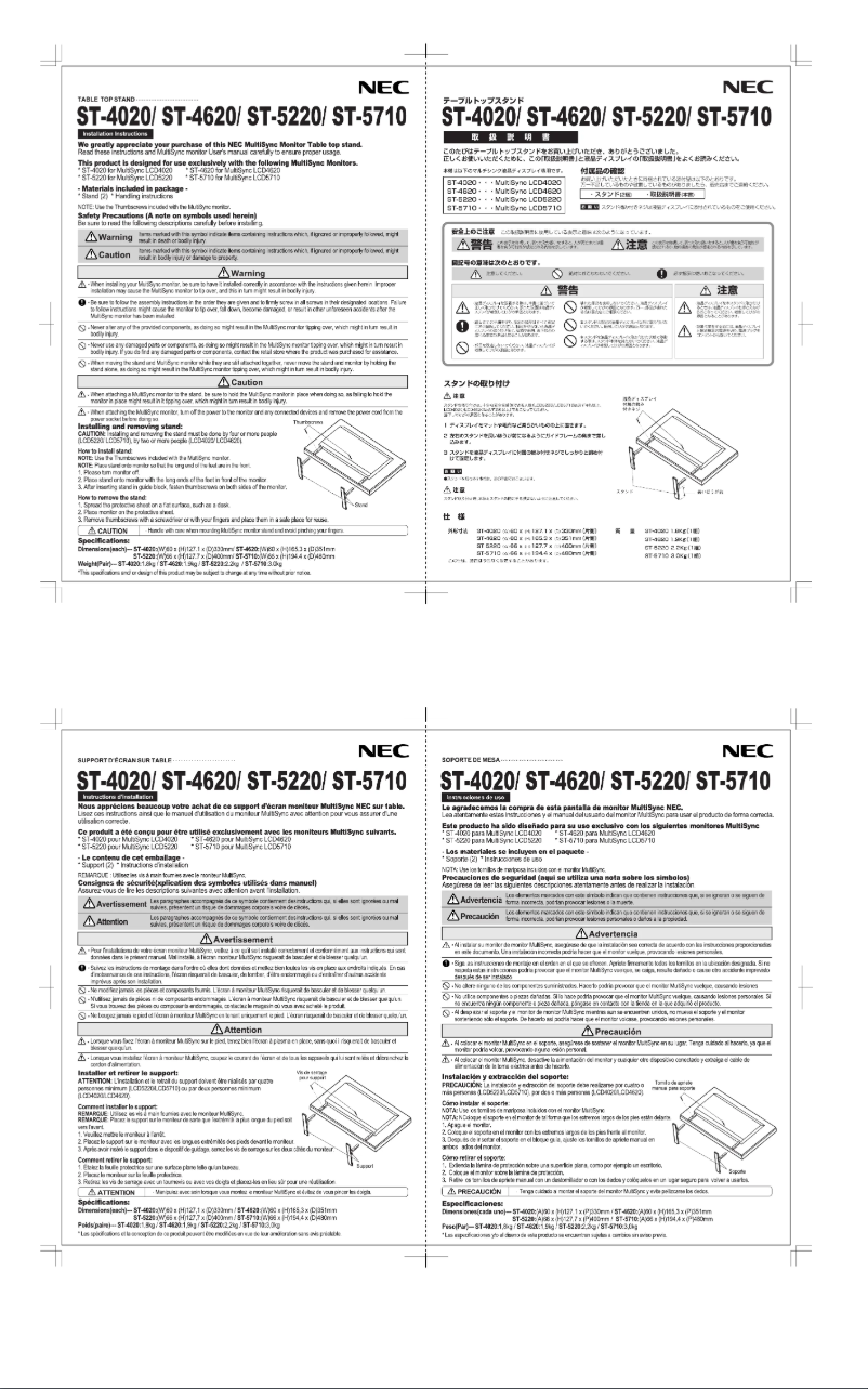 Page 1 de la notice Manuel utilisateur NEC ST-5710