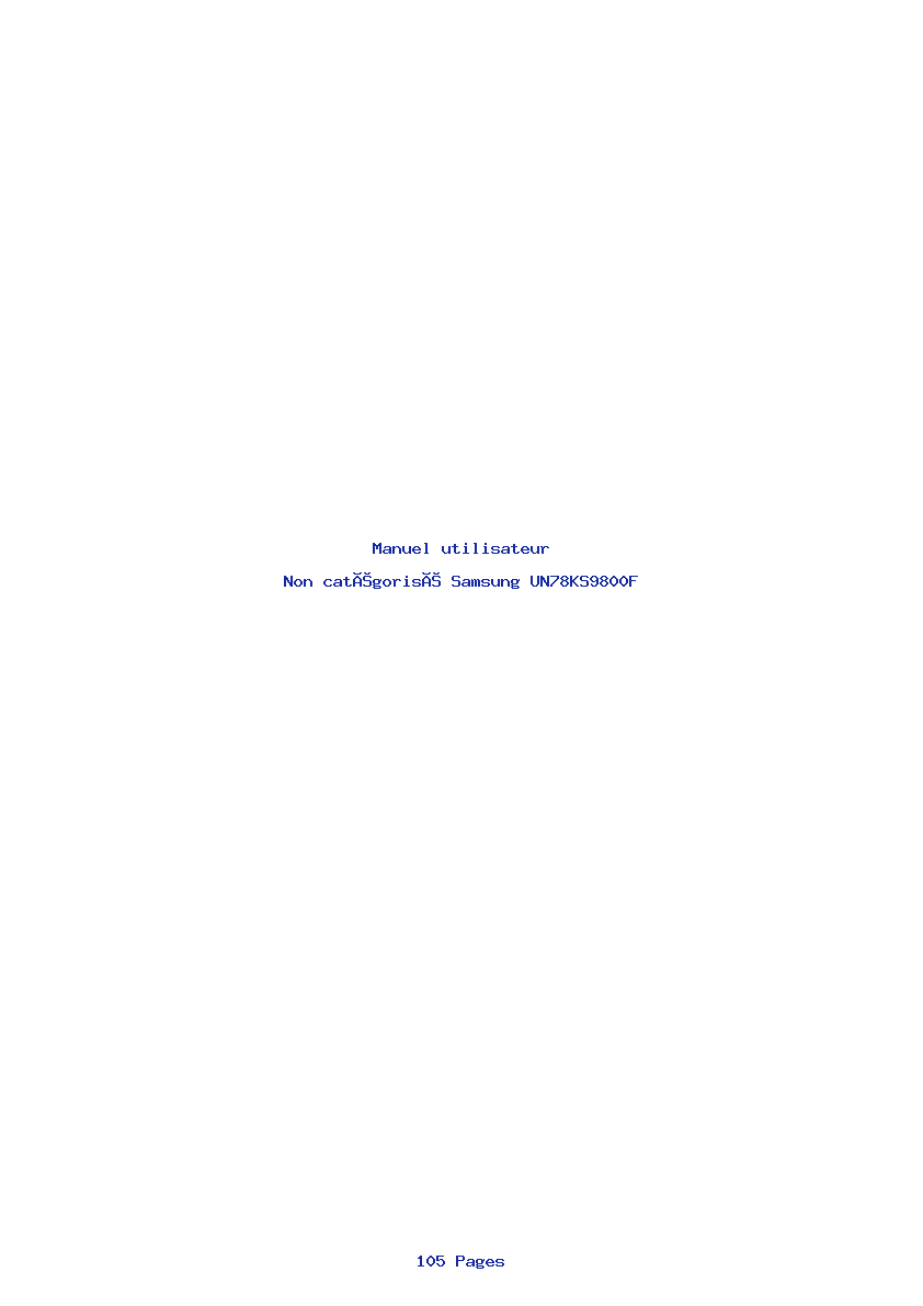 Page 1 de la notice Manuel utilisateur Samsung UN78KS9800F