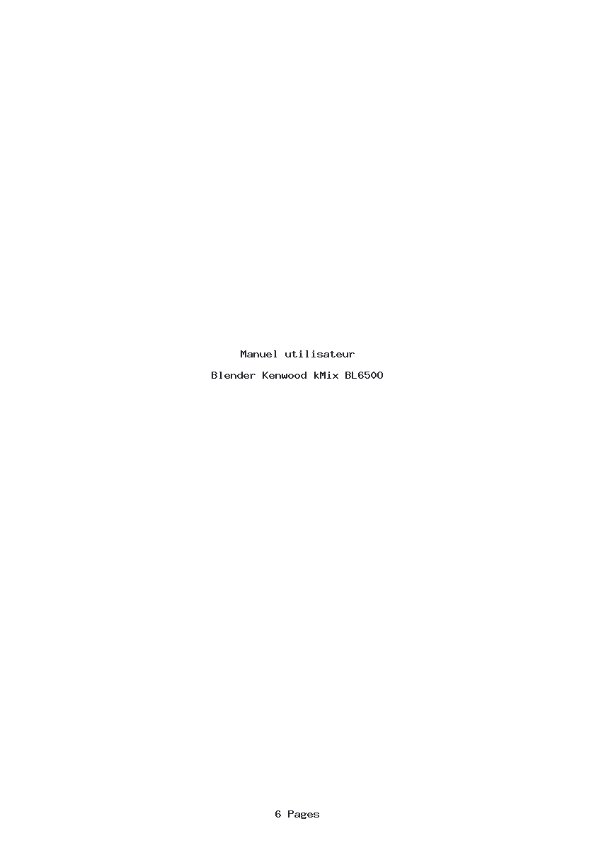 Page 1 de la notice Manuel utilisateur Kenwood kMix BL650O