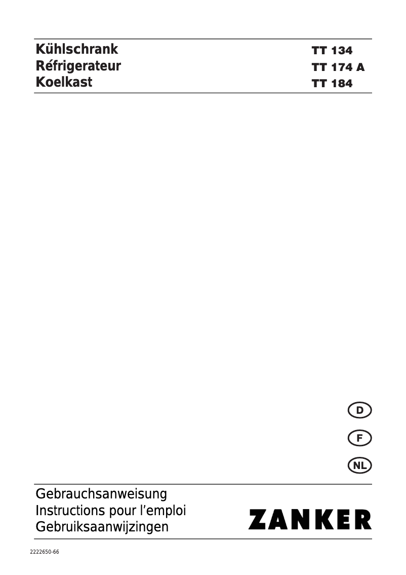 Page 1 de la notice Manuel utilisateur Zanker TT 184