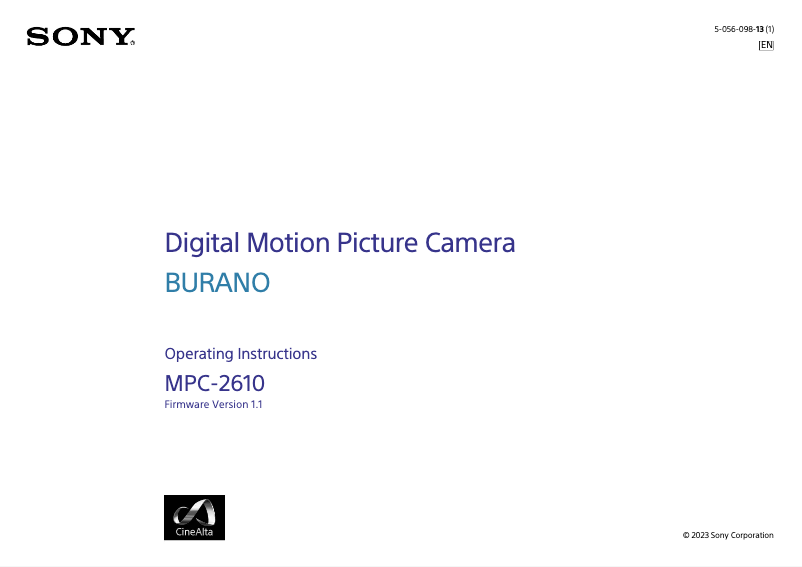 Page 1 of the manual User Manual Sony BURANO MPC-2610