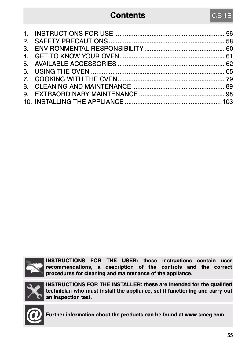 Page 1 de la notice Manuel utilisateur Smeg F610AN