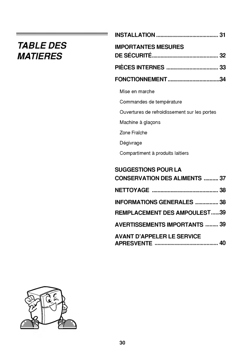 Page 1 de la notice Manuel utilisateur LG GR-S562QTCW