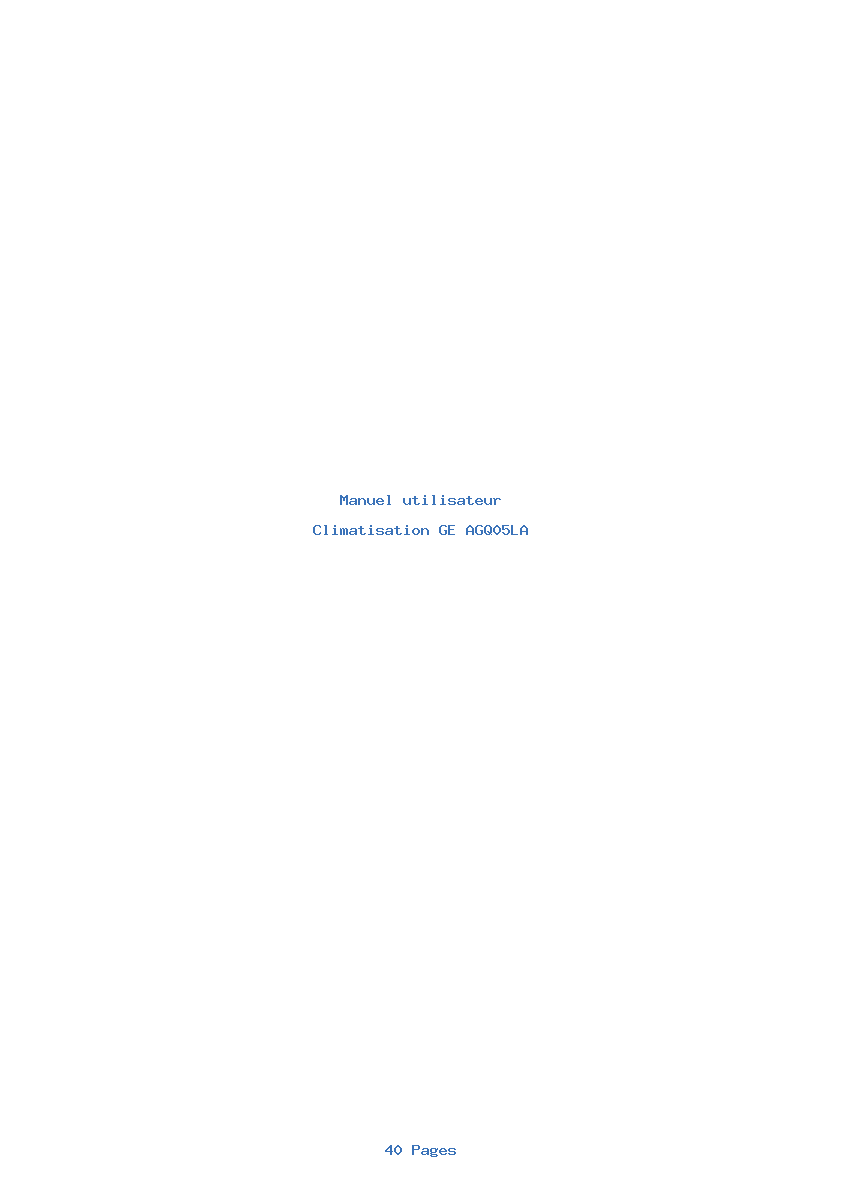 Page 1 de la notice Manuel utilisateur GE AGQ05LA