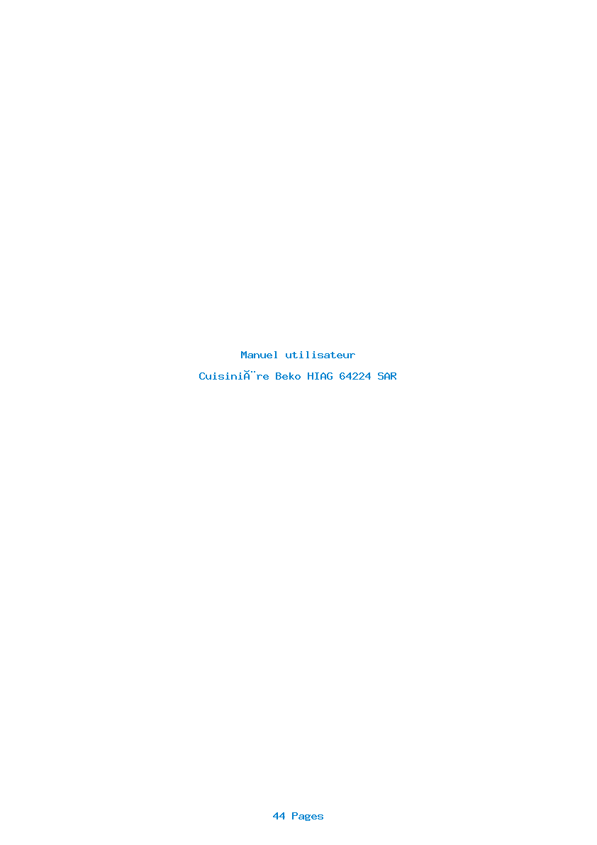 Page 1 de la notice Manuel utilisateur Beko HIAG 64224 SAR