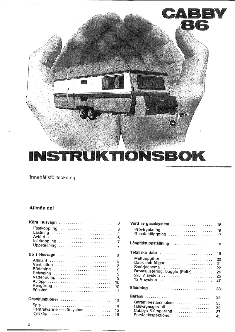 Page 1 de la notice Manuel utilisateur Cabby 1986