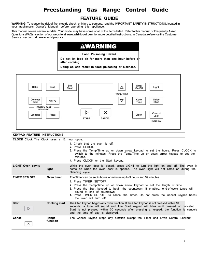 Page 1 de la notice Instructions / montage Whirlpool WFG550S0LV