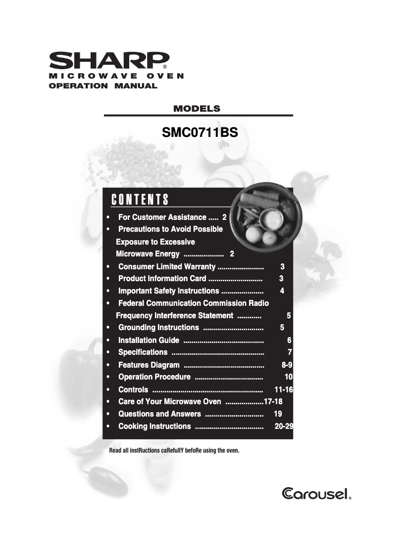 Página 1 del manual Manual de usuario Sharp SMC0711BS