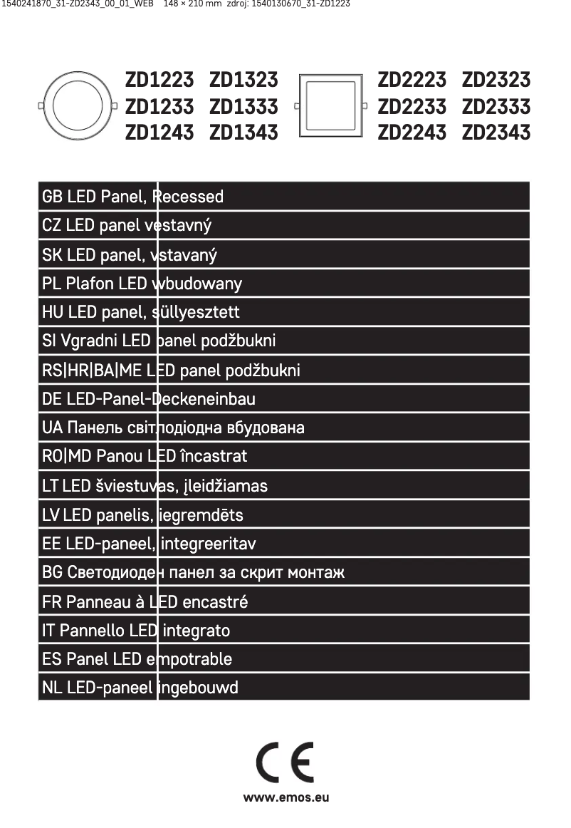 Page 1 de la notice Manuel utilisateur Emos ZD1223