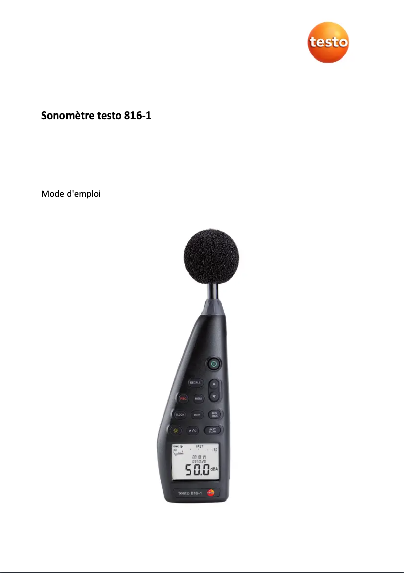 Page 1 of the manual User Manual Testo 816-1