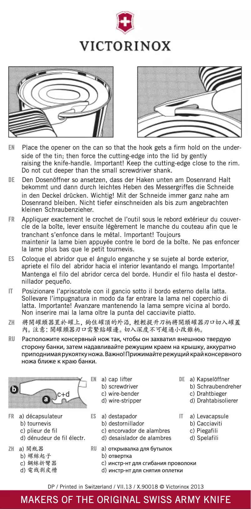 Page 1 de la notice Manuel utilisateur Victorinox 1.3703