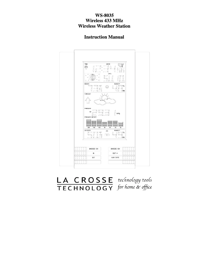 Page 1 de la notice Manuel utilisateur La Crosse Technology WS-8035U-AL